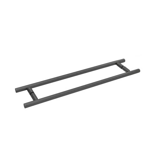 Durable black steel towel bar for bathroom or kitchen use.