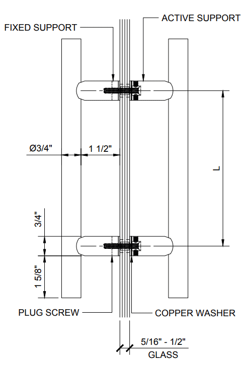 High-quality glass mirror support hardware with secure fixed and active supports. Perfect for home or commercial use.