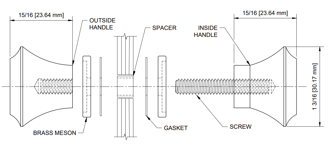 High-quality glass and metal mounting hardware for mirrors and displays.