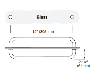 High-quality glass door handle for modern interiors, 12 inches long, durable and stylish.