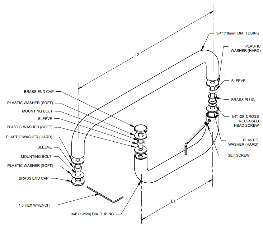 High-quality detailed image of glass and mirror assembly with fittings and connectors.