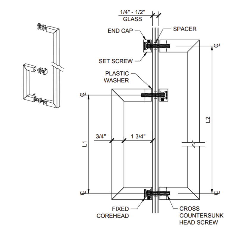 High-quality glass and mirror installation components.