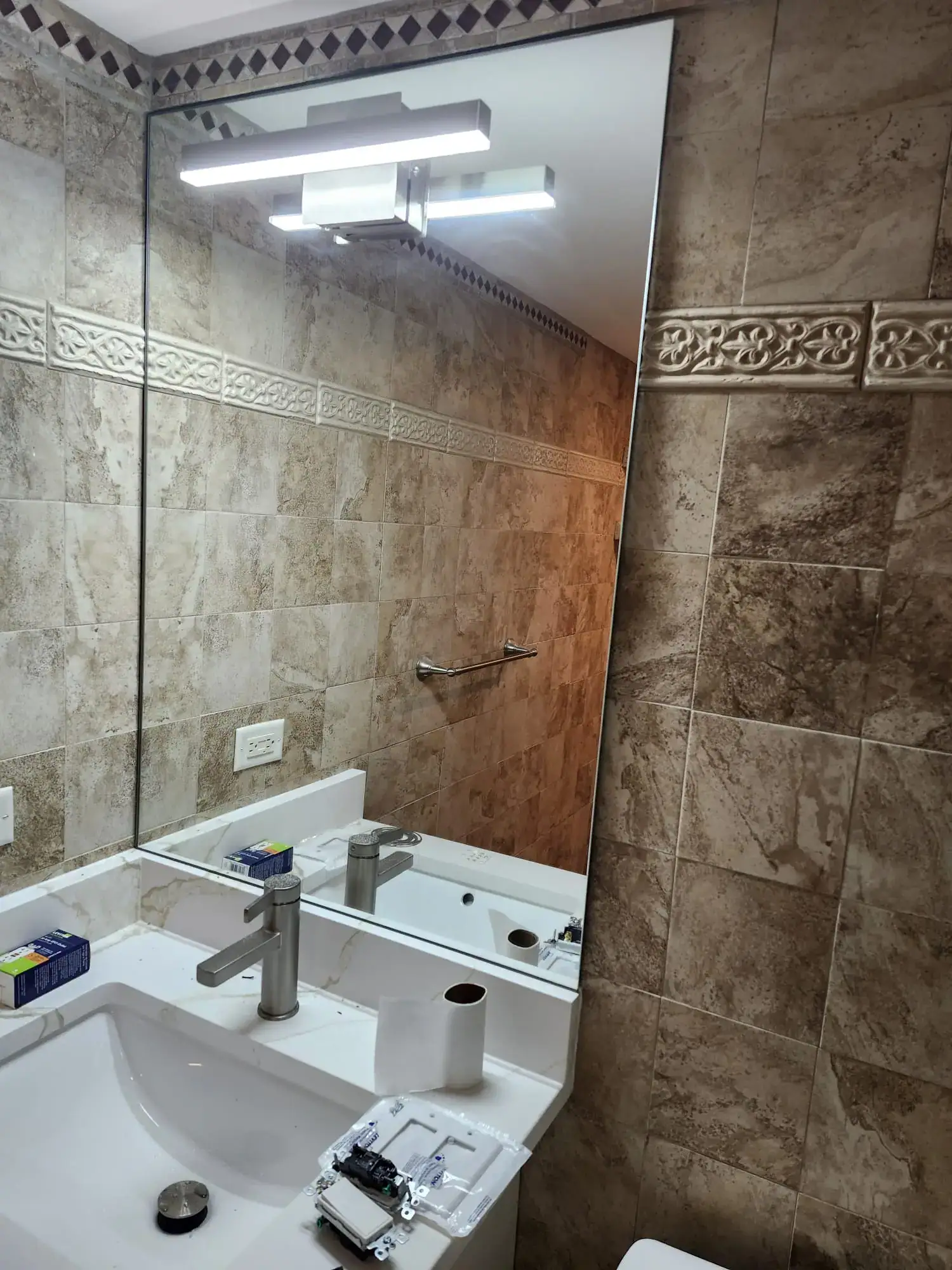 High-quality wall mirror for bathrooms with modern lighting.