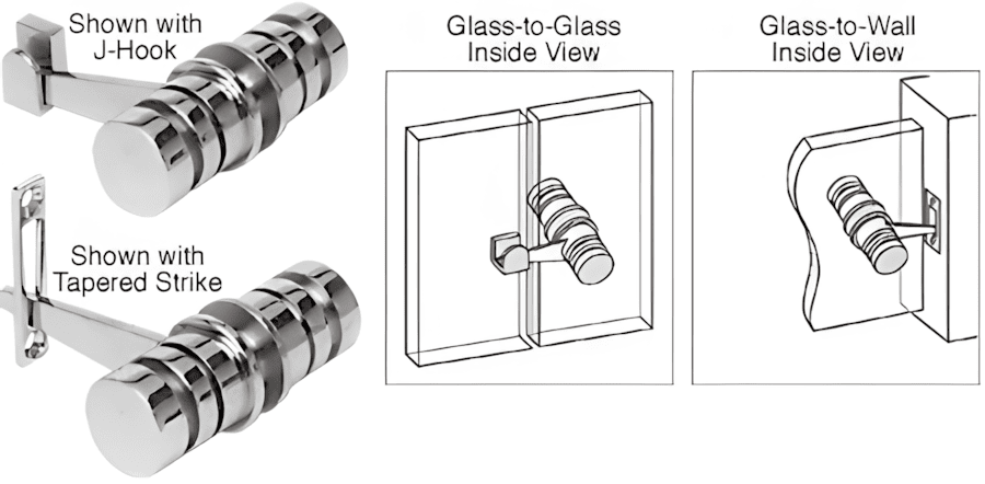 High-quality glass door fittings for crystal mirrors and glass walls.