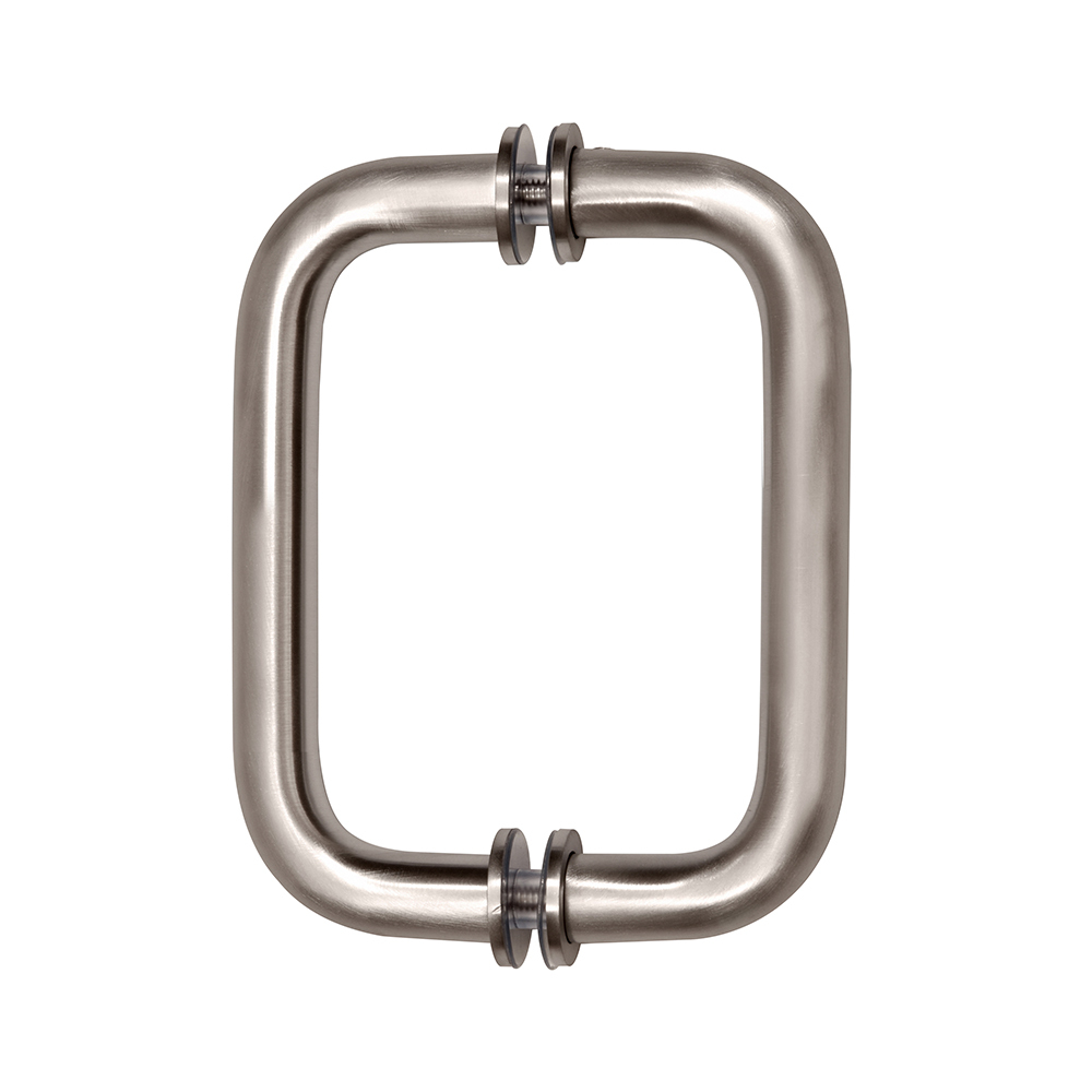 Stainless steel glass door handle for commercial and residential use. Durable and elegant design for stylish spaces.