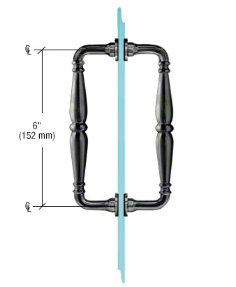 High-quality glass door handle with black accents, 6 inches long for smooth operation.