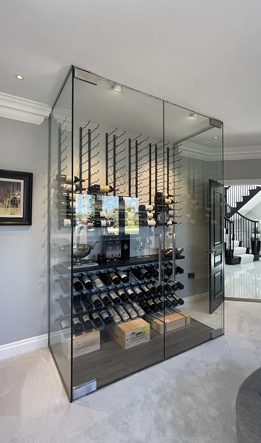 High-quality glass wine storage with sleek, modern design and secure bottle organization.