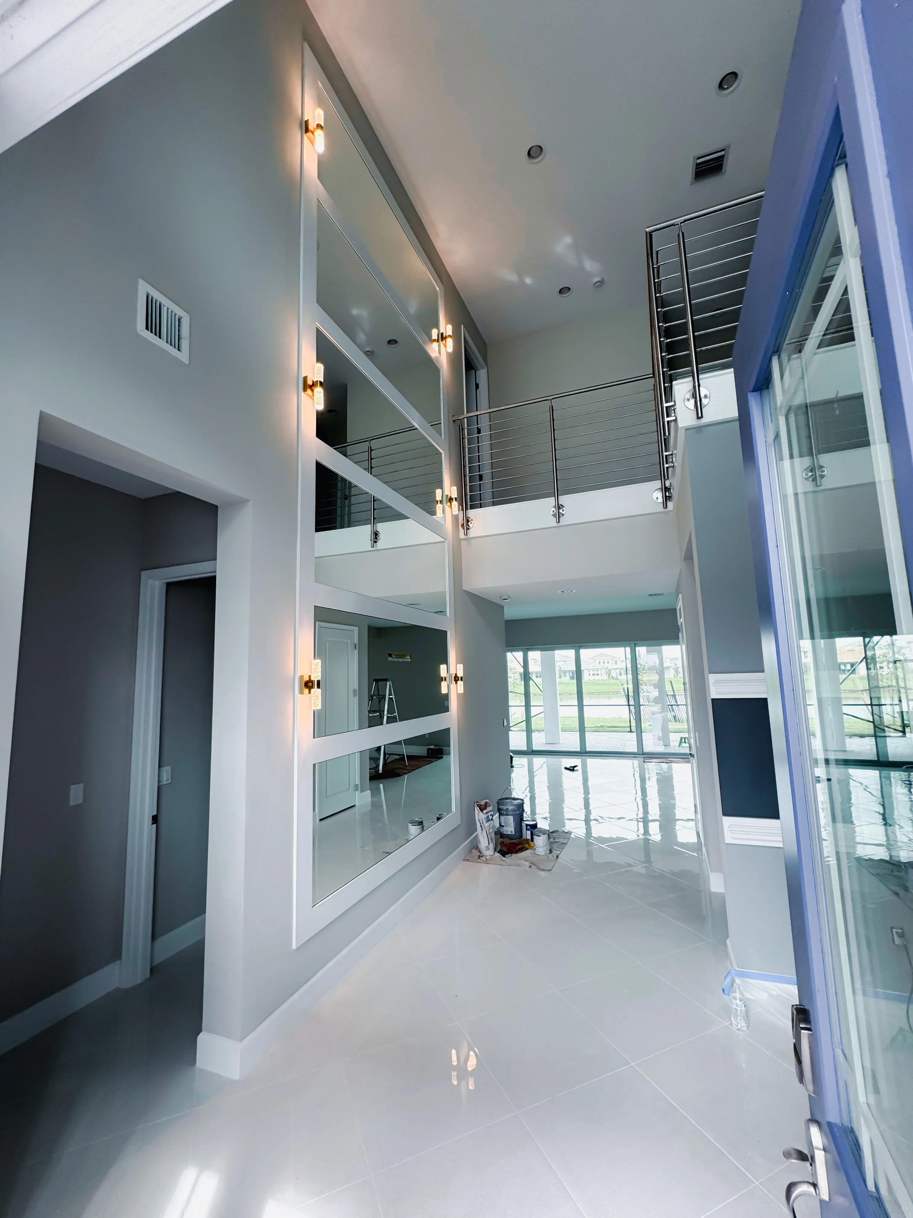 High-quality glass and mirror installation in modern interior design.