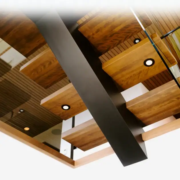 New York floating stairs showcase structural elegance with a bold central steel spine.