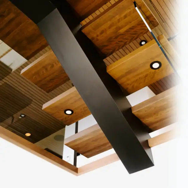 New York floating stairs showcase structural elegance with a bold central steel spine.