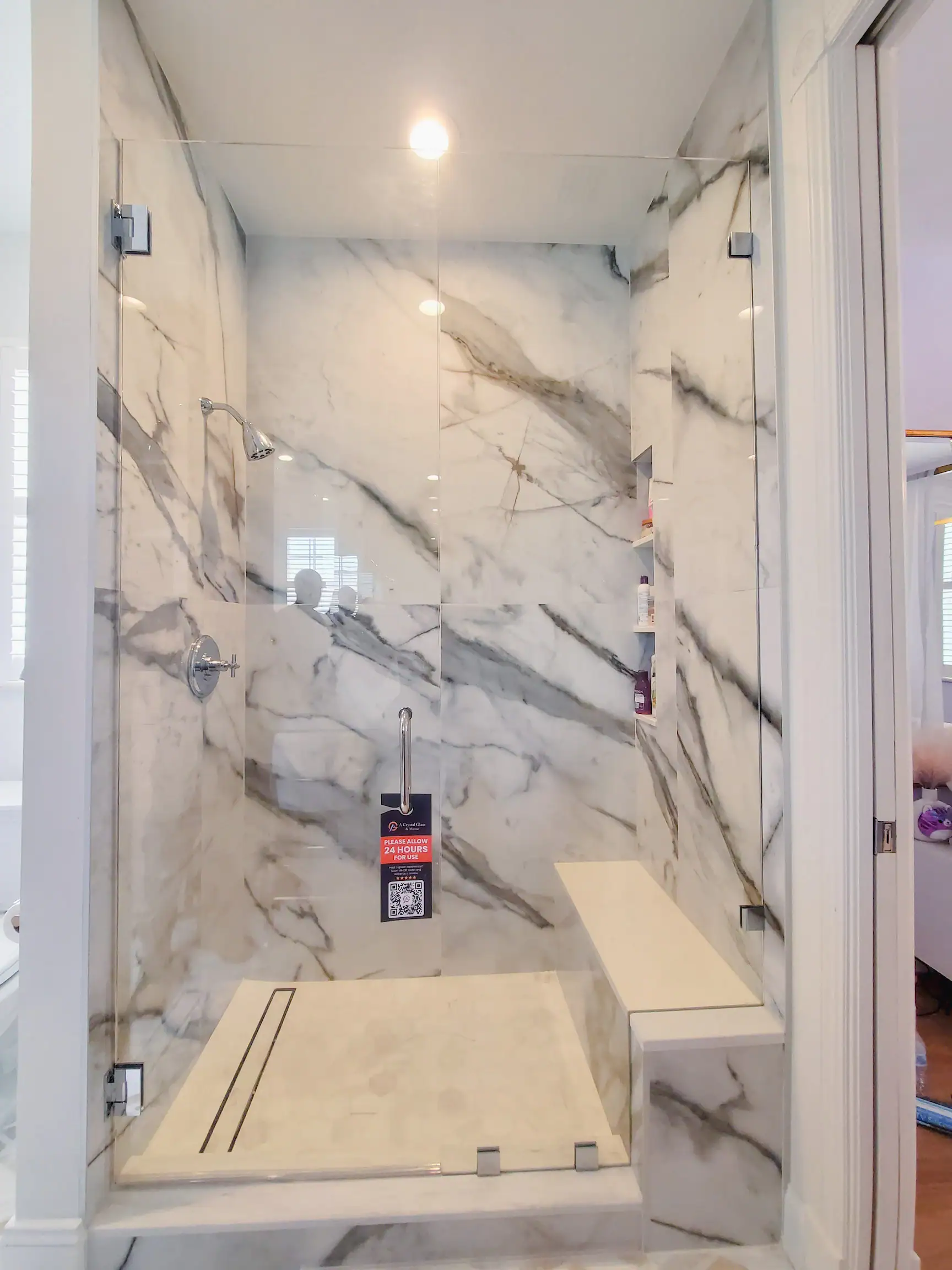 Shower Enclosures and Custom Mirror | Villa Bella Residence