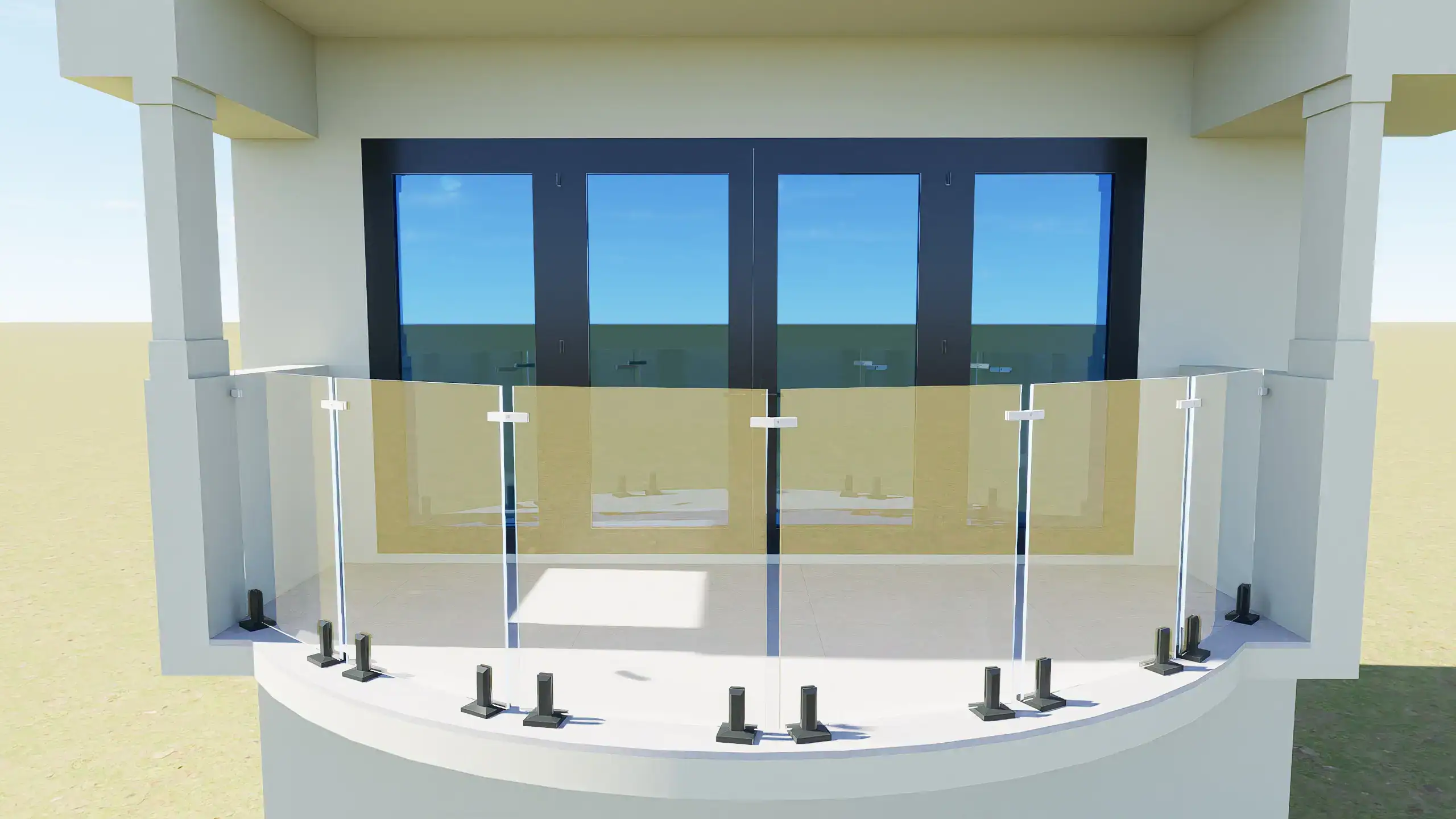 High-quality glass balcony for homes and commercial spaces. Modern, sleek design with safety features.